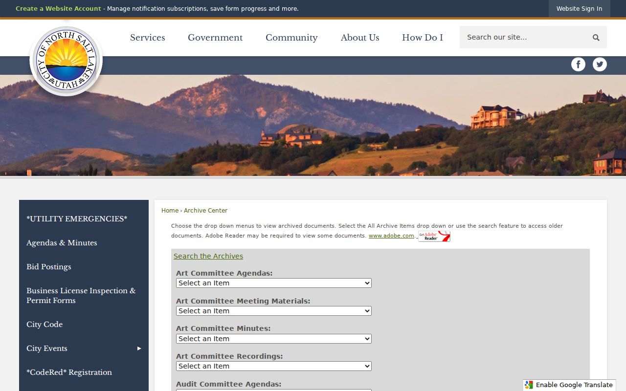 North Salt Lake city directory archive search controls