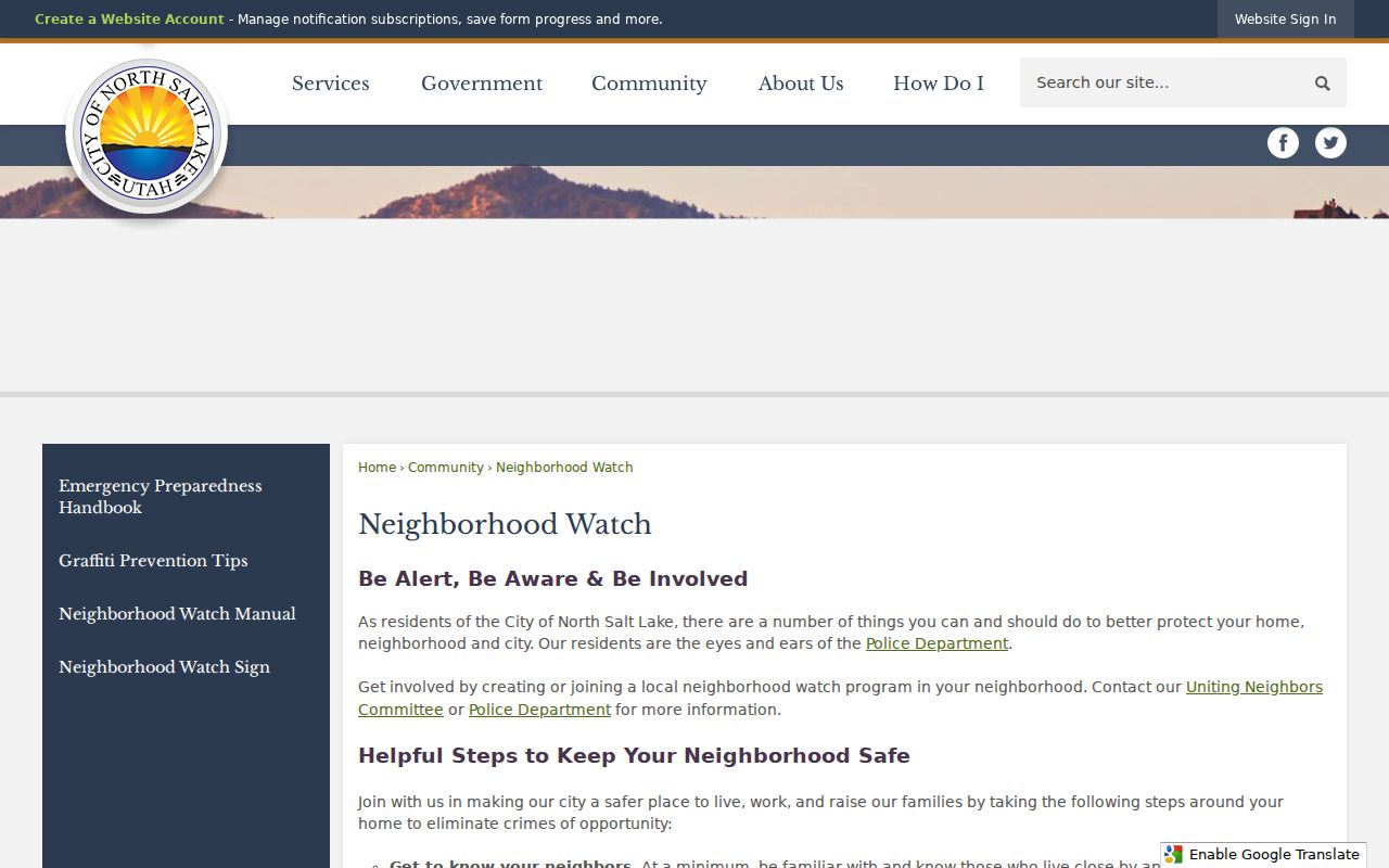 North Salt Lake neighbors civic safety community contact route
