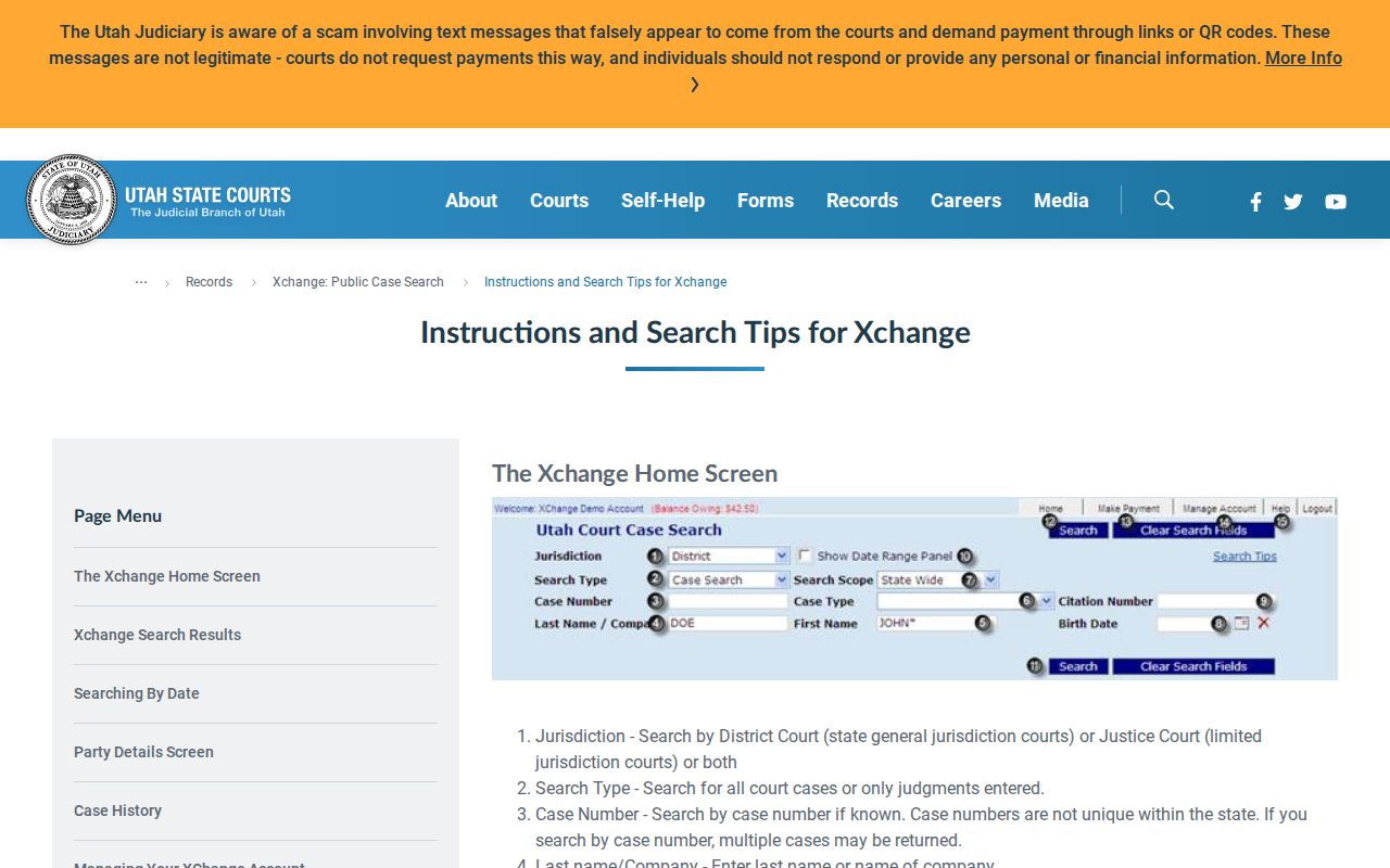 North Salt Lake resident lookup Utah Xchange search fields