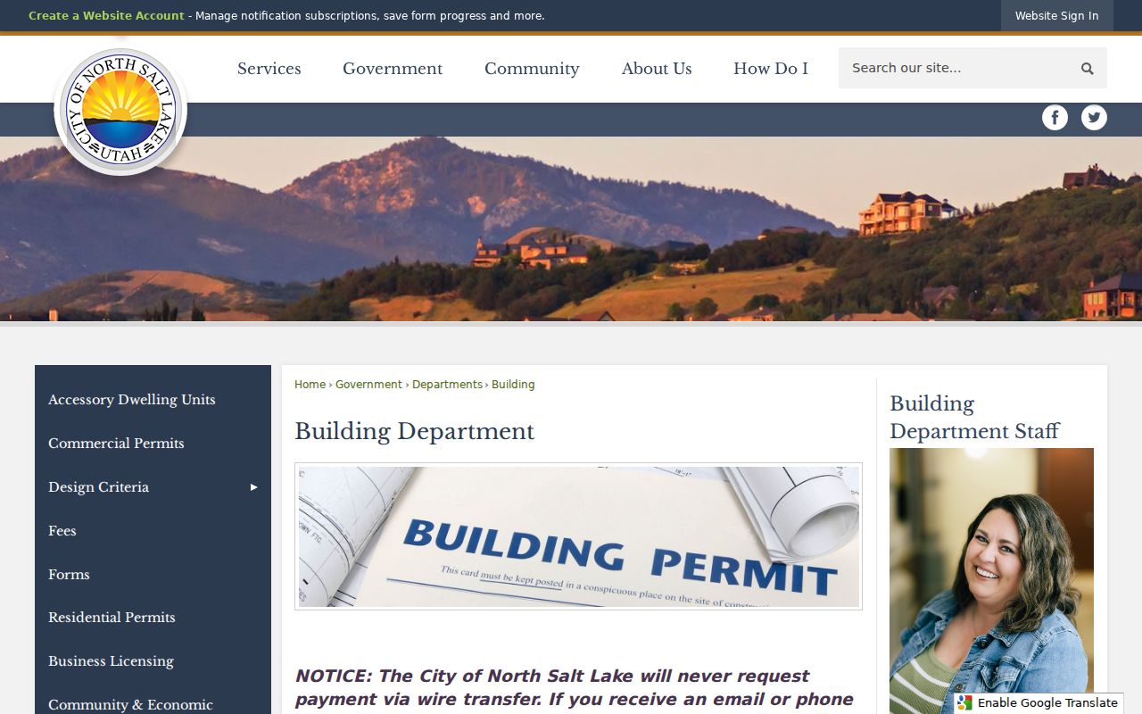 North Salt Lake street directory building permit and inspection